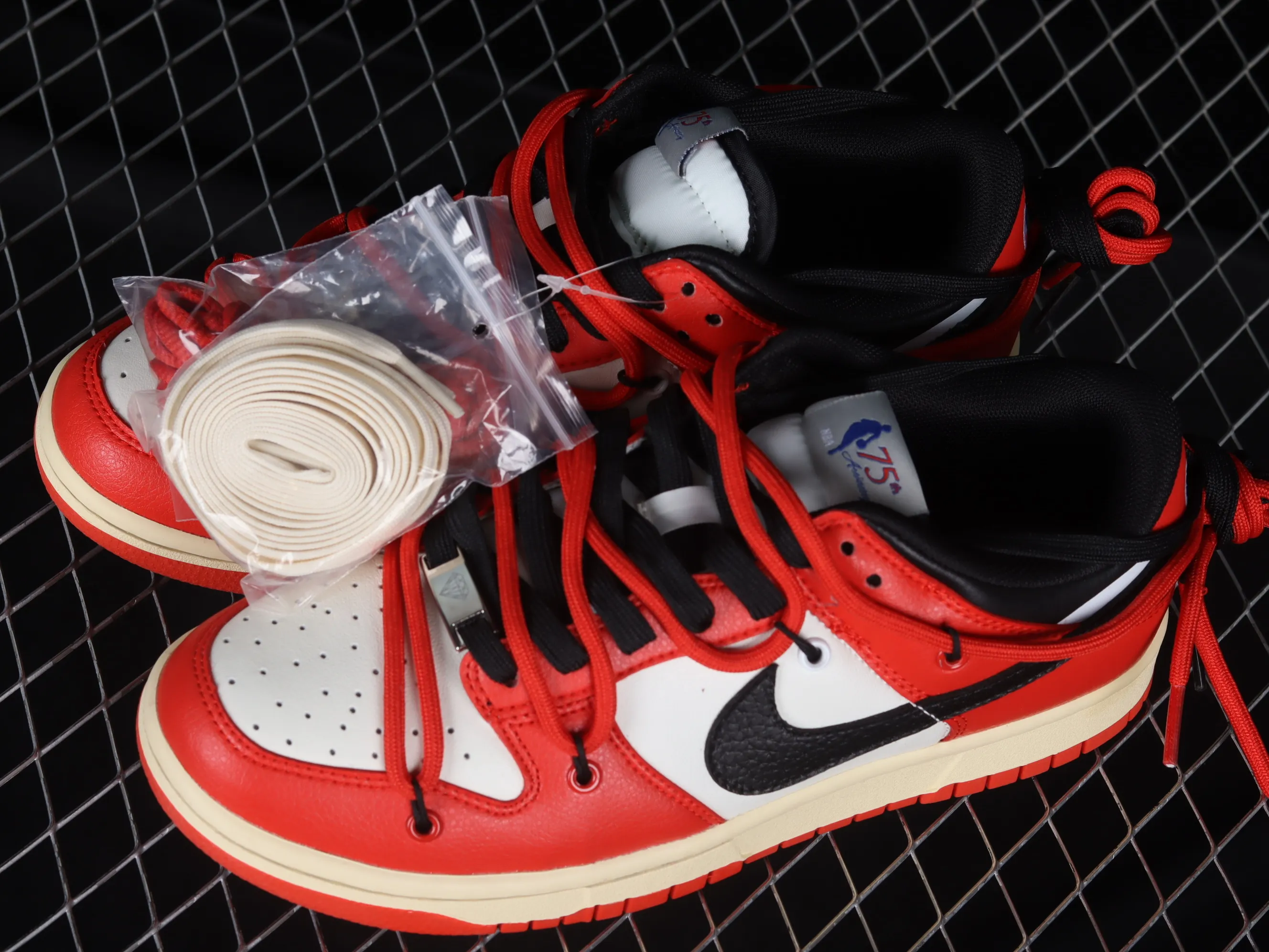 All Categories Nk SB Dunk Series Nk SB Dunk Low Low-top Sneakers Nk Dunk Low Chicago Color Customized Deconstructed Strappy Casual Sneakers DD3363-100